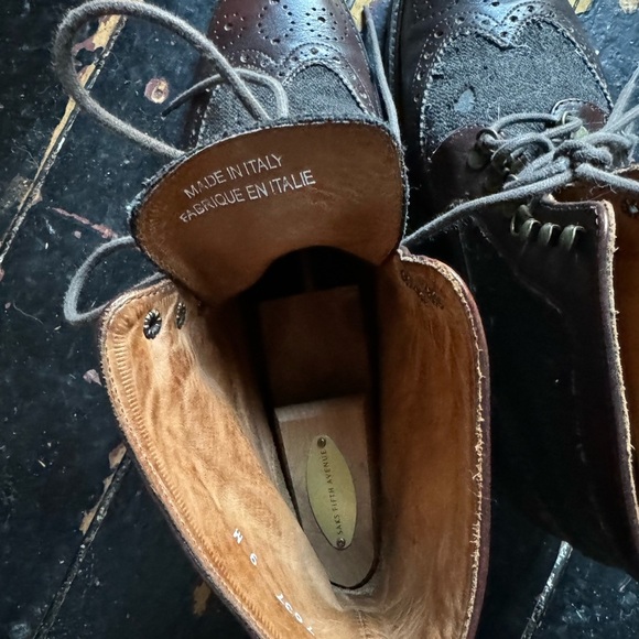 Mens Wingtip Massimo Matteo Leather Boots - Size 9 - Burgundy - Italy - Picture 13 of 14